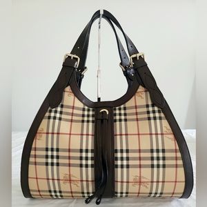 Burberry Signature Logo Haymarket  Shoulder Bag